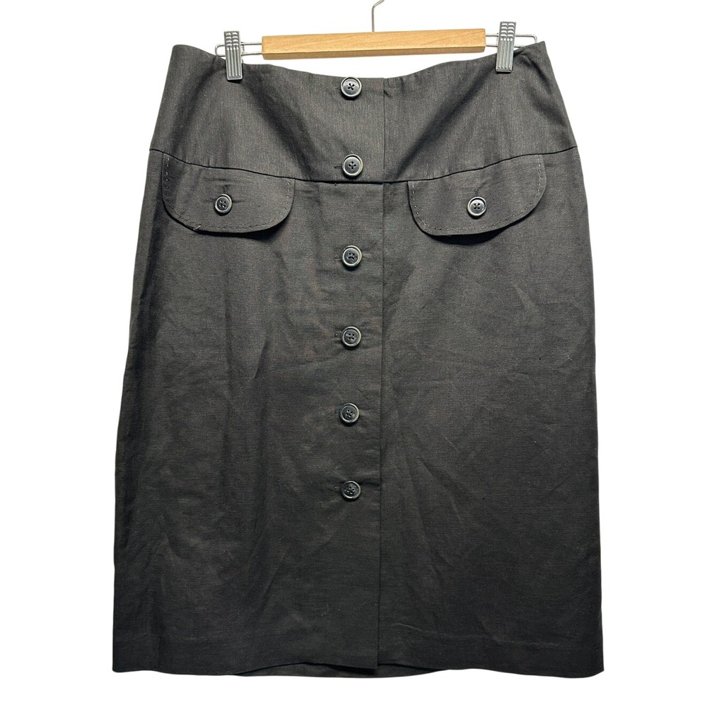 Larry Levine Women Career Skirt Linen Blend‎ Black 14